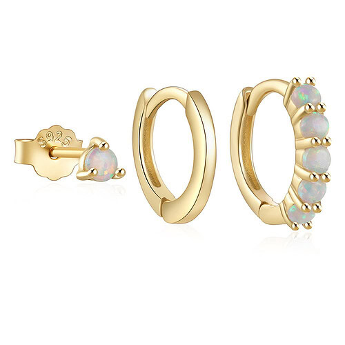 Gold Opal Ohrring creolen Set