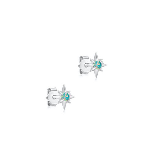 925er Silber Ohrringe mit Blau Opal