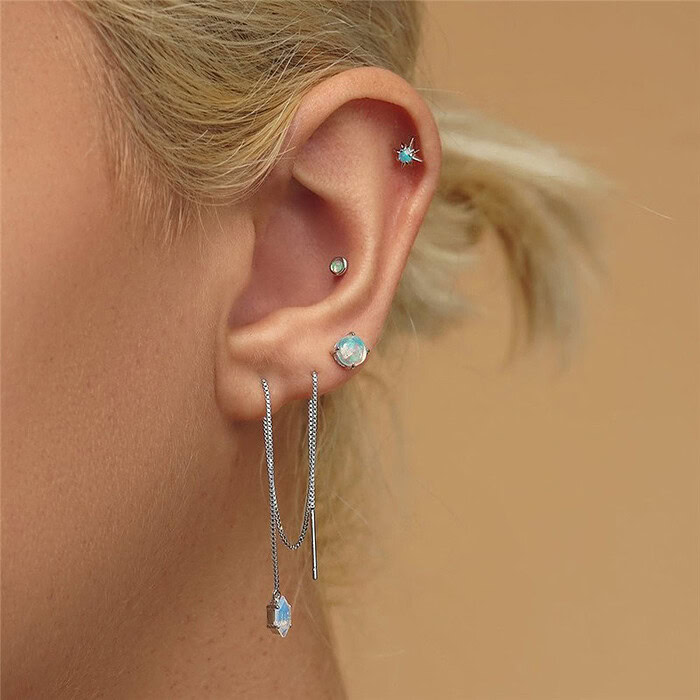 Stern Ohrringe mit Blau Opal