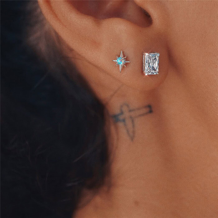 Stern Ohrringe mit Blau Opal