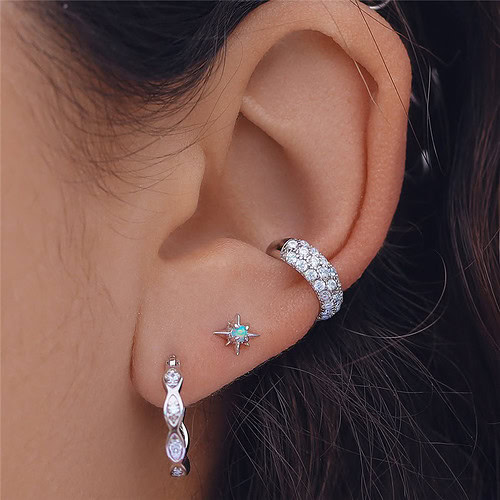 Stern Ohrringe mit Blau Opal