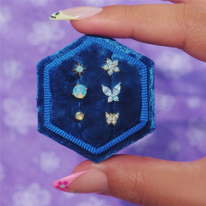 Stern Ohrringe mit Blau Opal