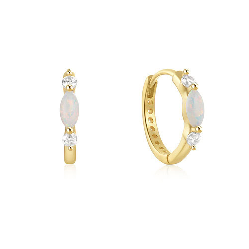 Damen Creolen mit Opal