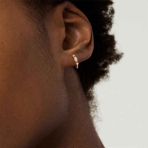 Damen Creolen mit Opal