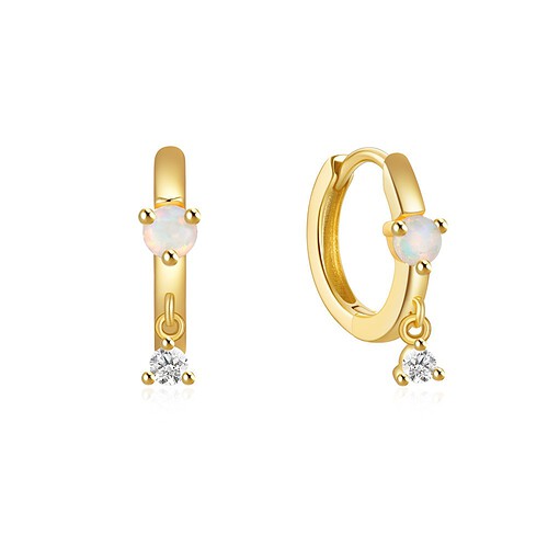 Gold Ohrringe Creolen mit Opal