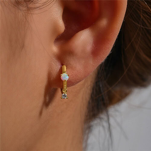 Gold Ohrringe Creolen mit Opal