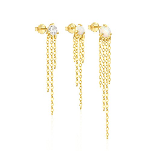 Fransen Ohrringe mit Opal Set