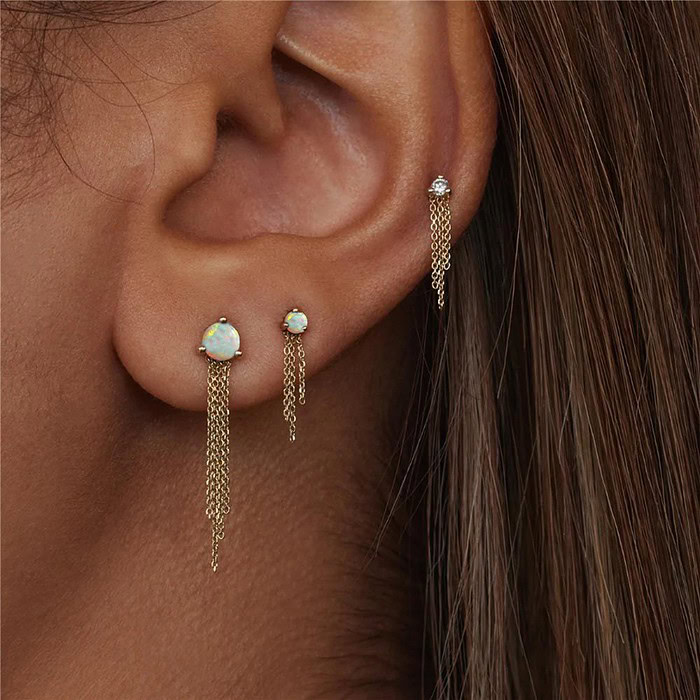 Fransen Ohrringe mit Opal