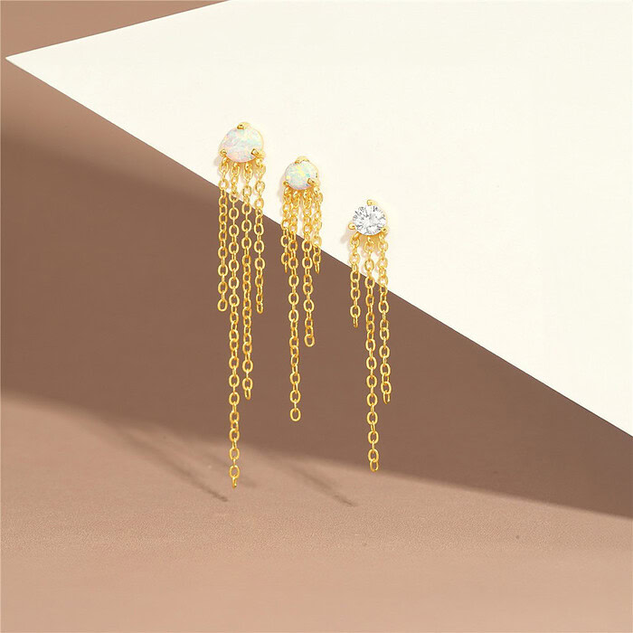 Fransen Ohrringe mit Opal Set