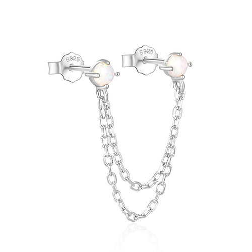 925er Silber Opal Ohrringe 2 Ohrlöcher