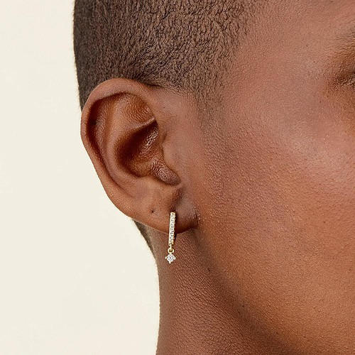 Gold Creolen mit Zirkonia Anhänger