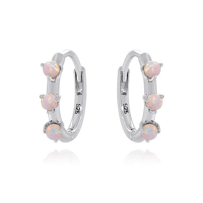 Silber Creolen mit Weiß Opal