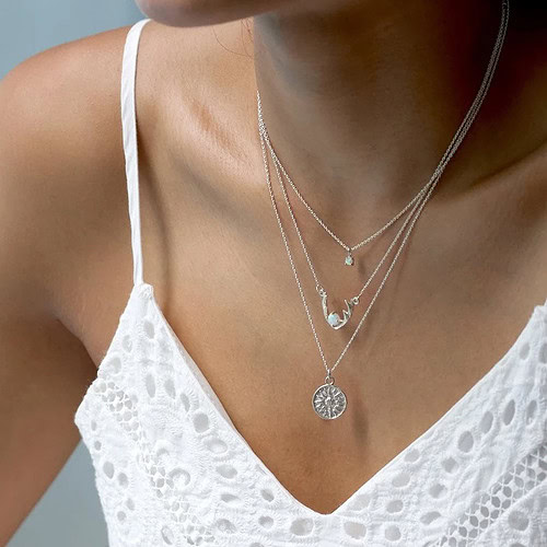 925er Silber Kette mit Opal