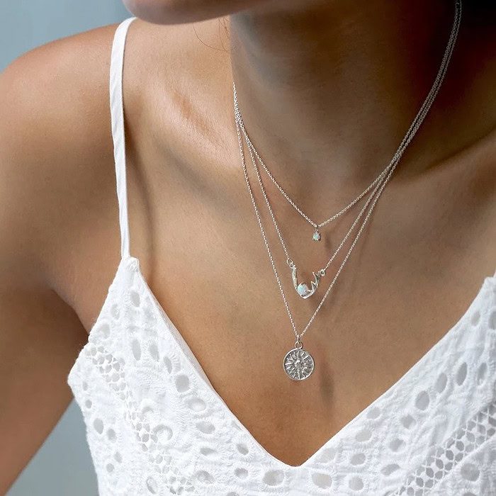 925er Silber Kette mit Opal