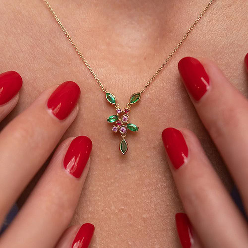 Blumen Kette aus 925er Silber