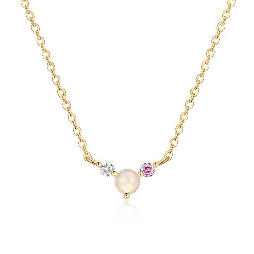 Damen Gold Kette mit Opal