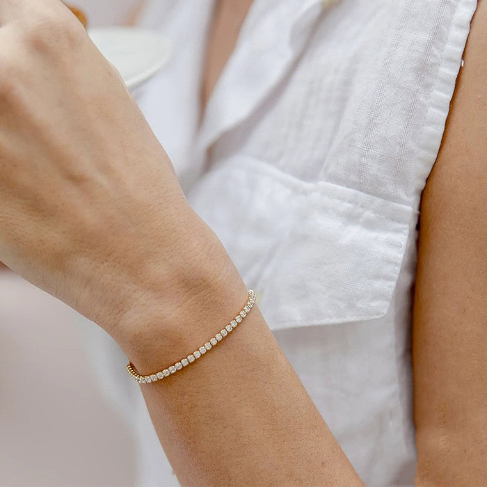 Damen Gold Tennis Armband – Bild 2