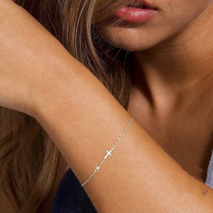 Kreuz Damen Silber Armband – Bild 4