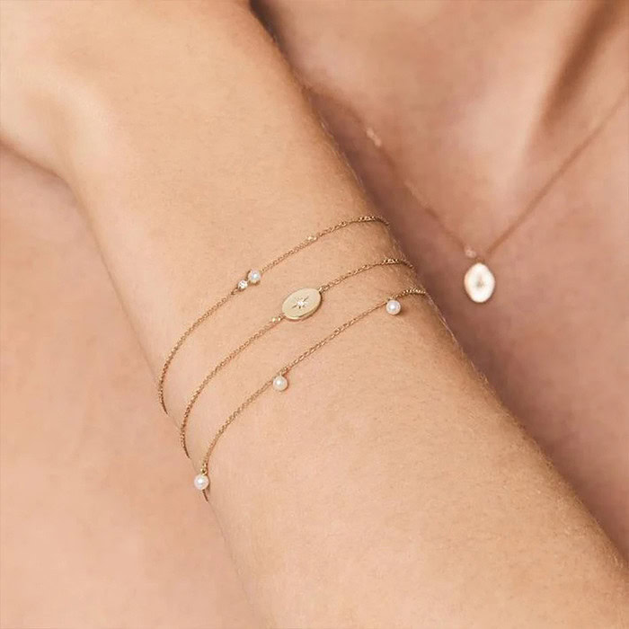 Vergoldet Damen Dünn Armband – Bild 3