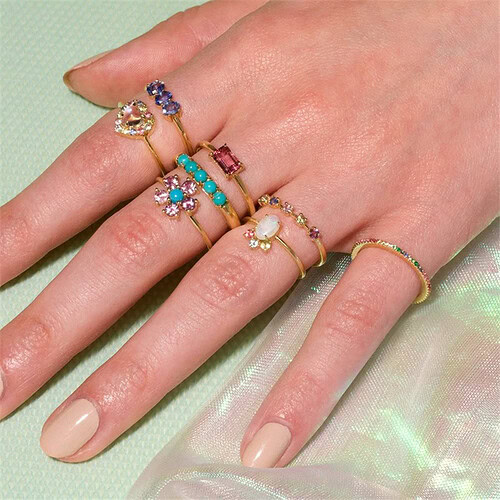 Damen Opal Ring mit Zirkonia