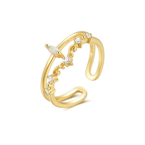 Damen Goldring mit Zirkonia