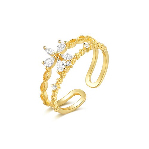 Blume Ring mit Zirkonia