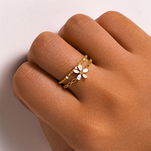 Blume Ring mit Zirkonia