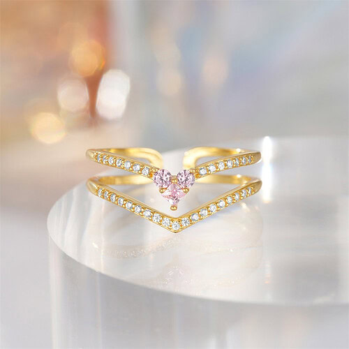 Filigrane Ring mit Rosa Herz