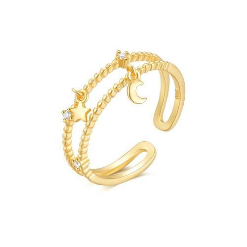 Damen Ring mit Mond und Stern