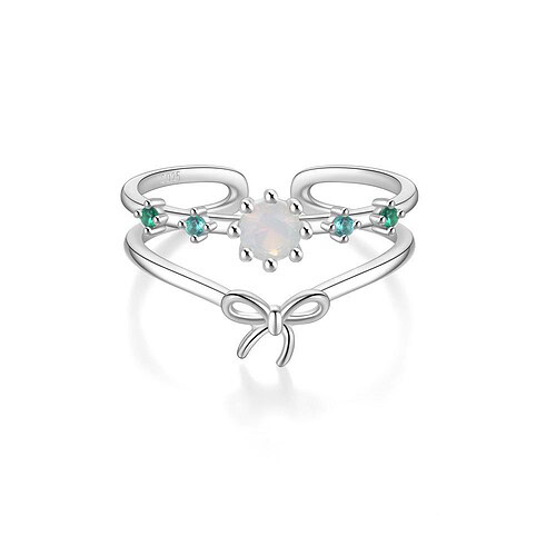 silver damen Filigrane Ring mit Opal