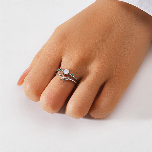 silver damen Filigrane Ring mit Opal