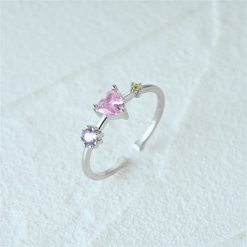 925er Silber Ring mit Rosa Herz