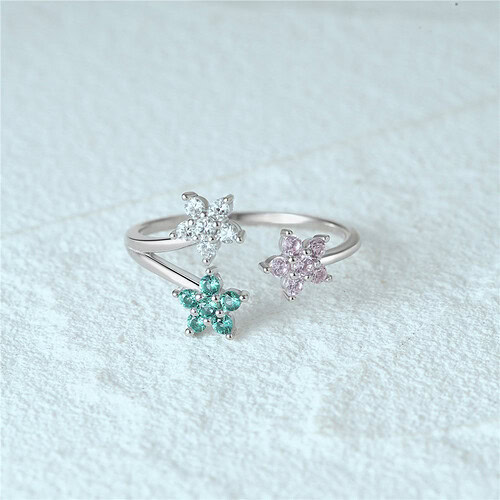frauen Blumen Ring aus 925er Silber
