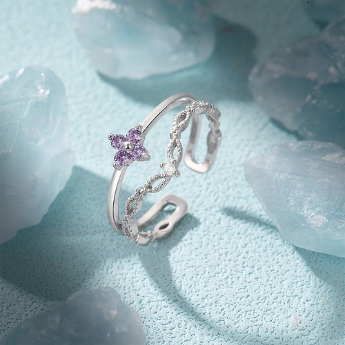 Damen Ring mit Lila Zirkonia