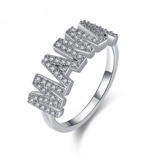 Mama Silber Ring mit Zirkonia