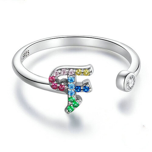 Bunt Zirkonia Ring with Initial