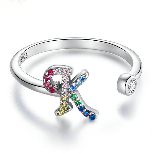 Zirkonia Ring with Initial K
