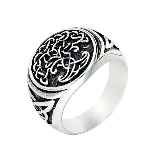 Lebensbaum signet edelstahl ring herren