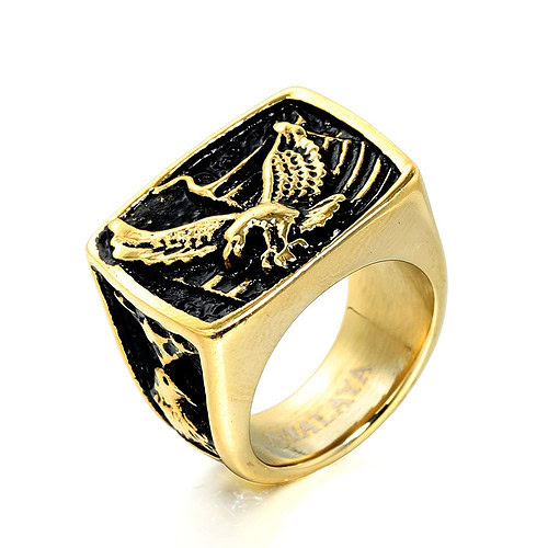 Adler signet edelstahl ring herren gold