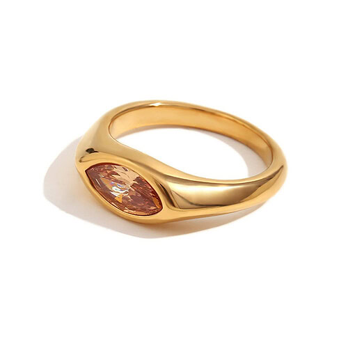 goldener siegelring damen edelstahl mit Zirkonia