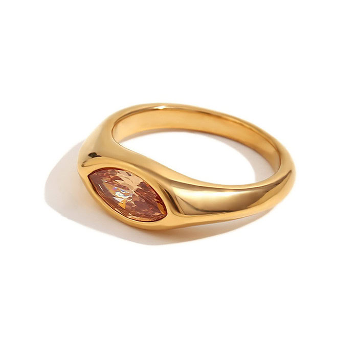 goldener siegelring damen edelstahl mit Zirkonia