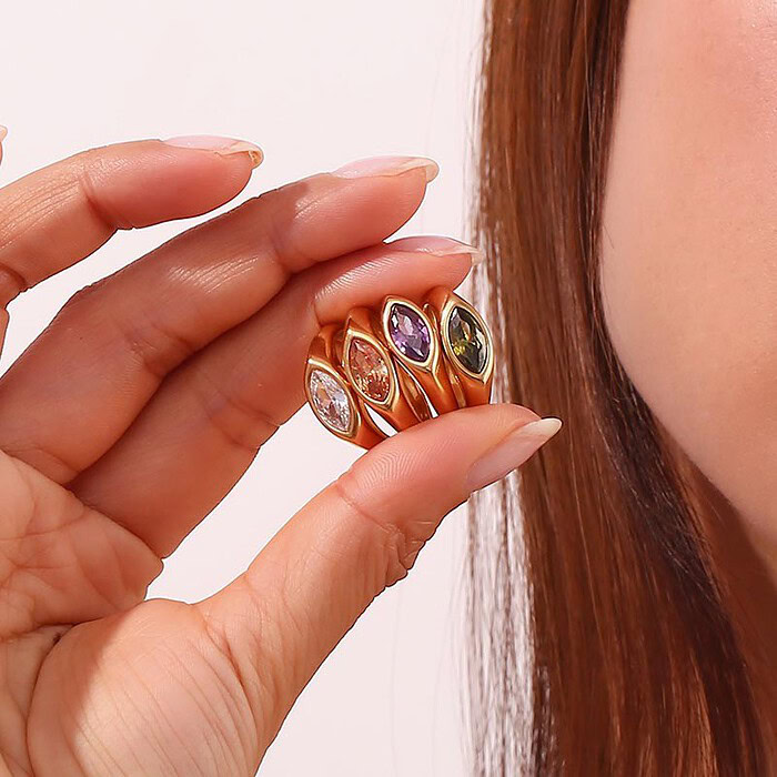 goldener siegelring damen edelstahl mit Zirkonia
