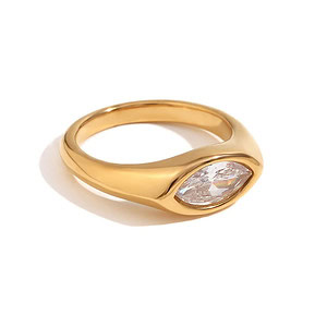 goldener siegelring damen edelstahl mit Zirkonia