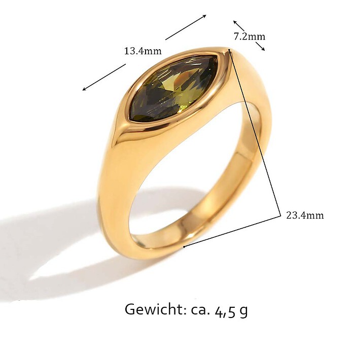 goldener siegelring damen edelstahl mit Zirkonia