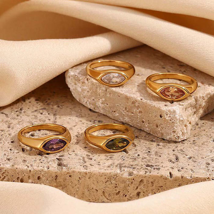 goldener siegelring damen edelstahl mit Zirkonia