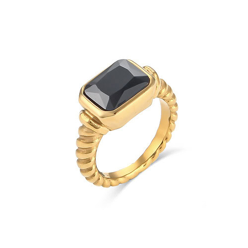 gedreht siegelring damen gold mit Schwarz Zirkonia