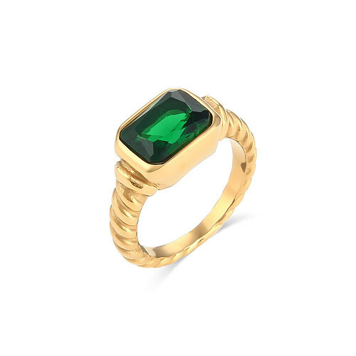 gedreht siegelring damen gold mit Grün Zirkonia