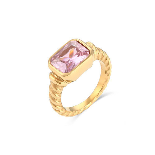 gedreht siegelring damen gold mit Rosa Zirkonia
