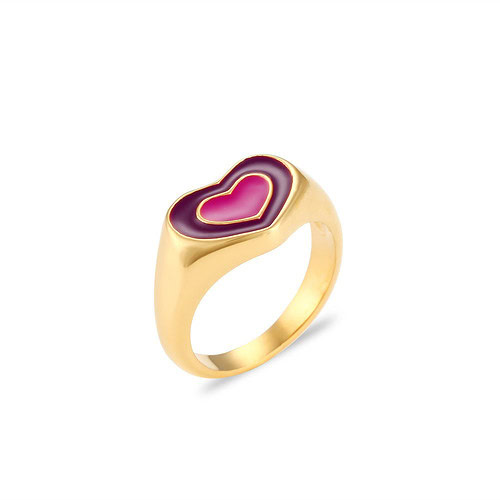 siegelring damen gold mit Lila Herz