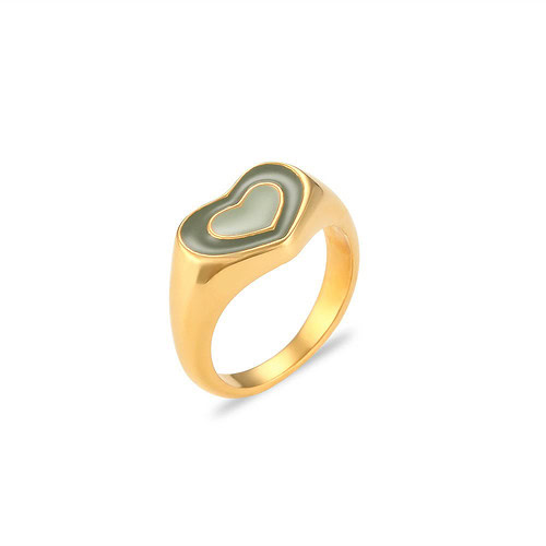 siegelring damen gold mit Grün Herz